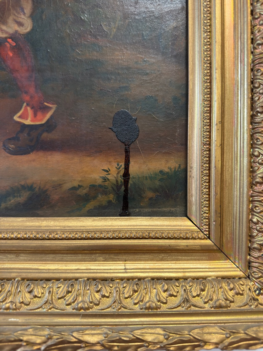 Oil On Canvas, 19th Century – Genre Scene With Costumed Musicians-photo-4