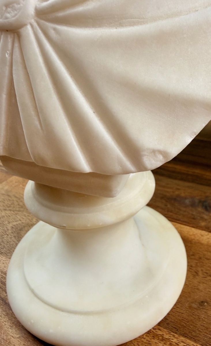 Marble Bust Of The Virgin Signed Gp – Guglielmo Pugi (19th Century)-photo-2