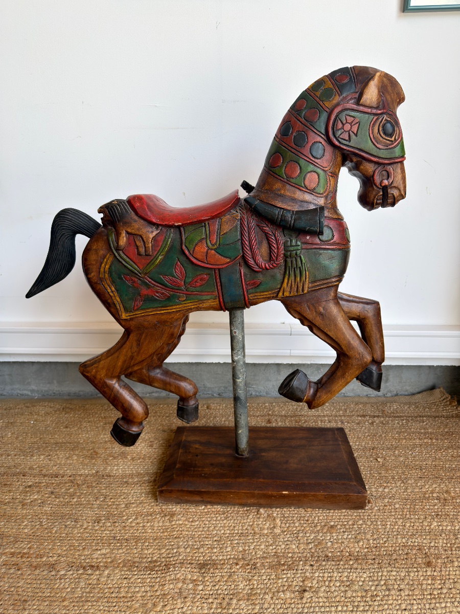 Decorative Horse In Polychrome Carved Wood