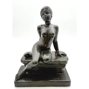 Sculpture par Emmanuel Villanis (1858-1914) – Esclave assis