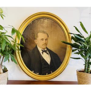 Peinture huile sur toile – Portrait d’homme XIXe 