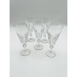 Set Of 5 Baccarat Piccadilly Champagne Flutes 
