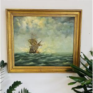 Huile sur toile marine — signée Stockfisch 87 