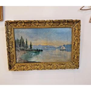 Oil On Canvas – Lake Geneva By émile Vernay, Dated 1902 - 675009