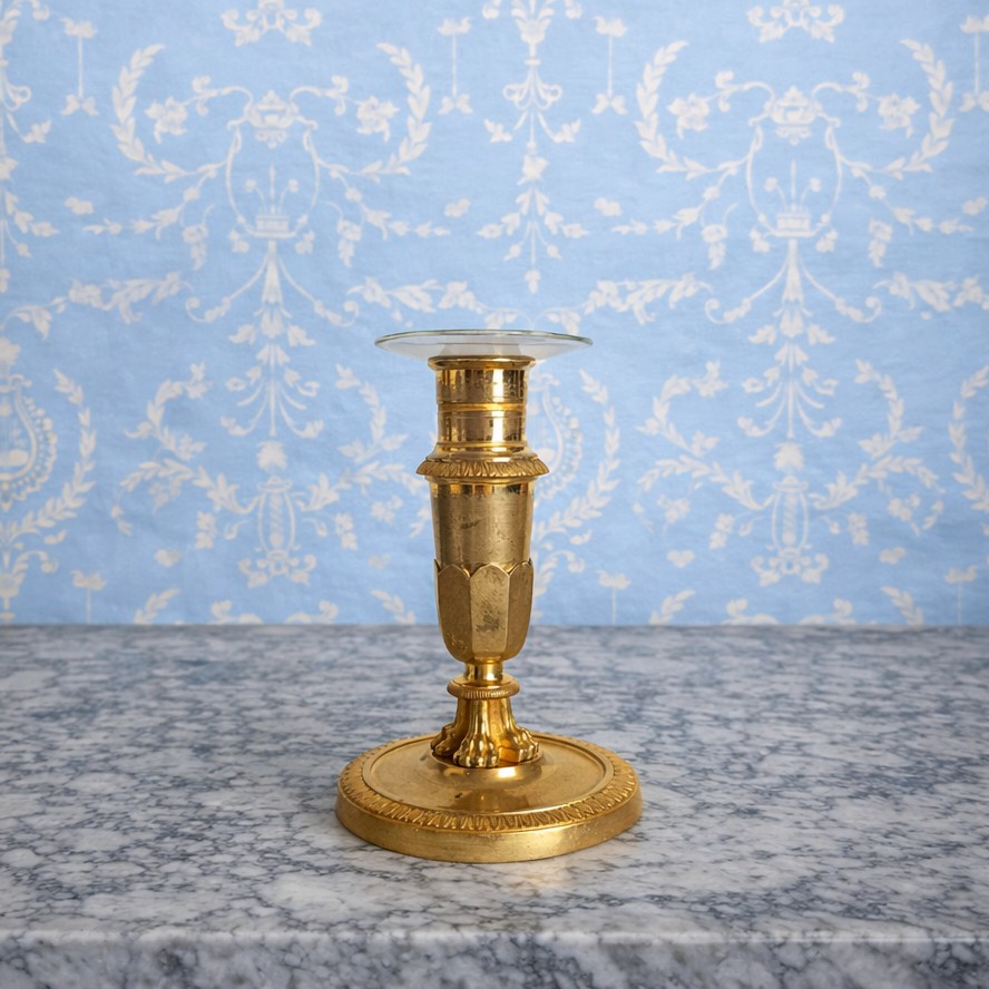 Empire Period Candlestick Or Torch, Gilt Bronze