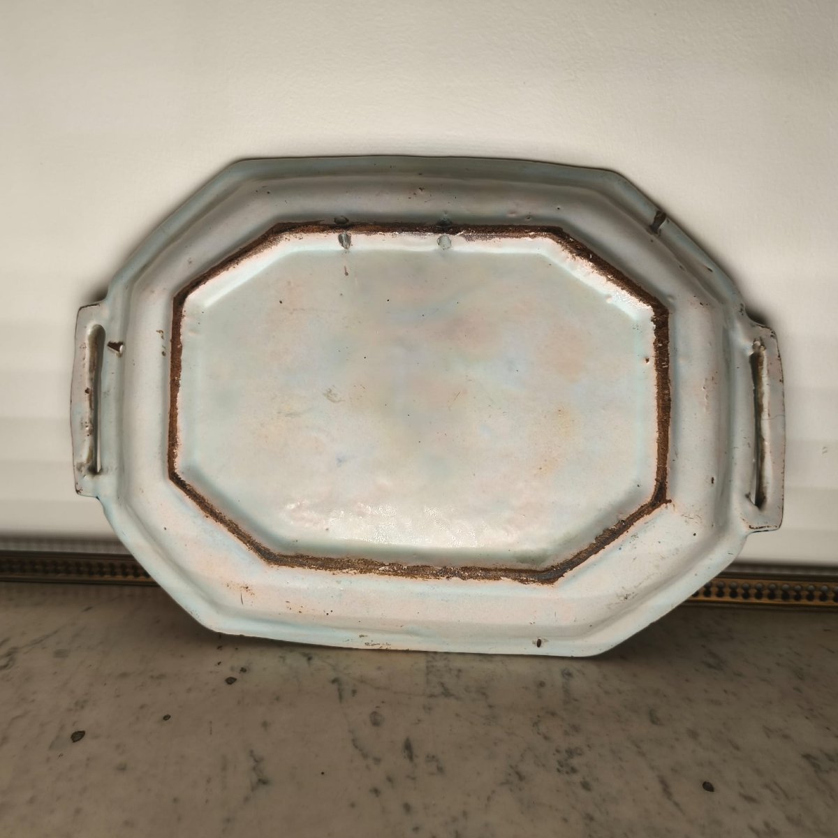 Rouen, 18th Century, Octagonal Basket With Blue And Red Decoration-photo-1