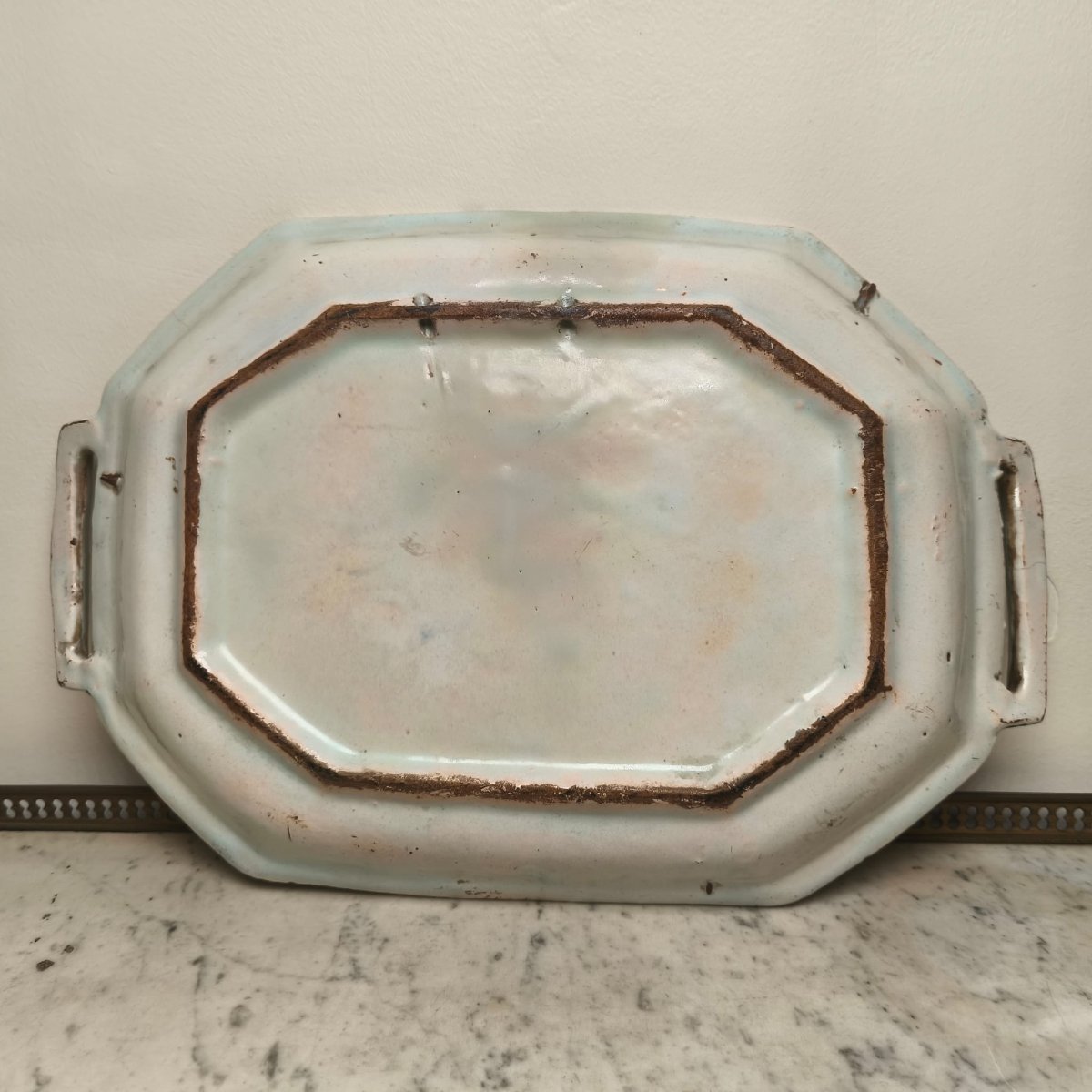 Rouen, 18th Century, Octagonal Basket With Blue And Red Decoration-photo-3