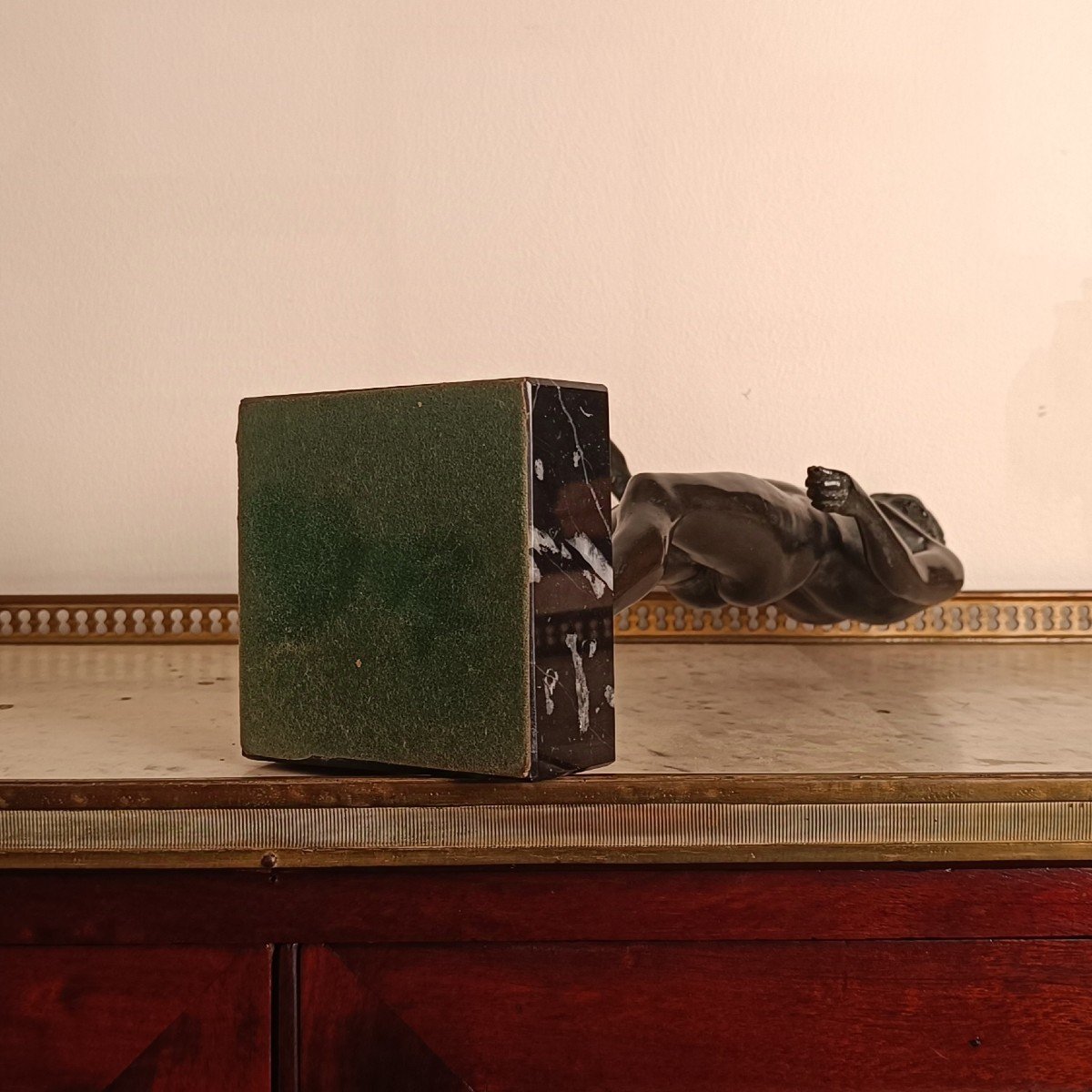 Souvenir Du Grand Tour, Ephèbe Debout en Déhanché, d'Après l'Antique, Bronze Patiné -photo-4