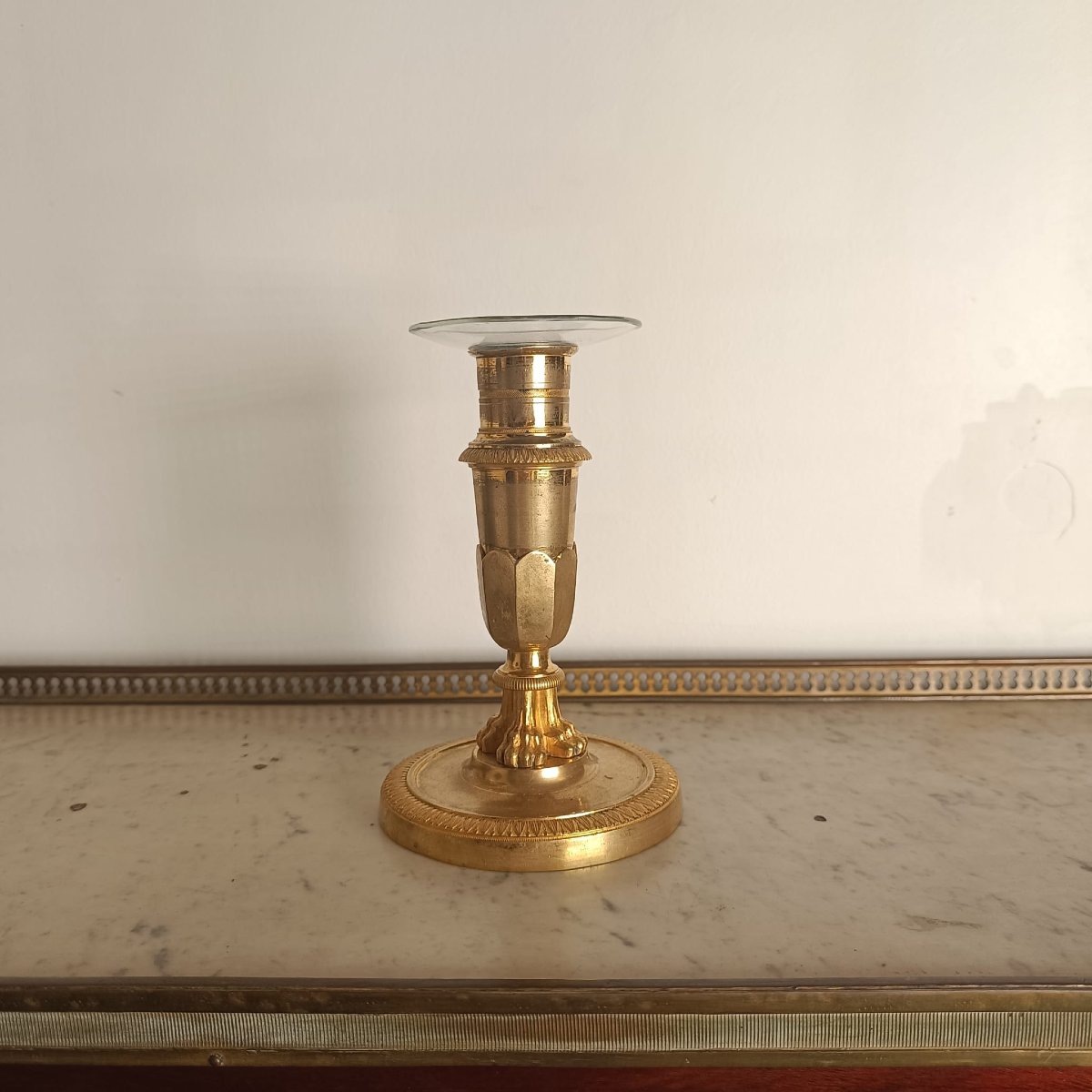 Empire-era Candleholder Or Torch, Gilded Bronze -photo-4