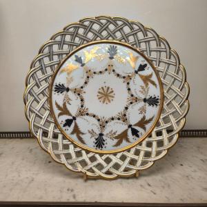 Darte Frères, rare plat ajouré en porcelaine, Consulat-Empire
