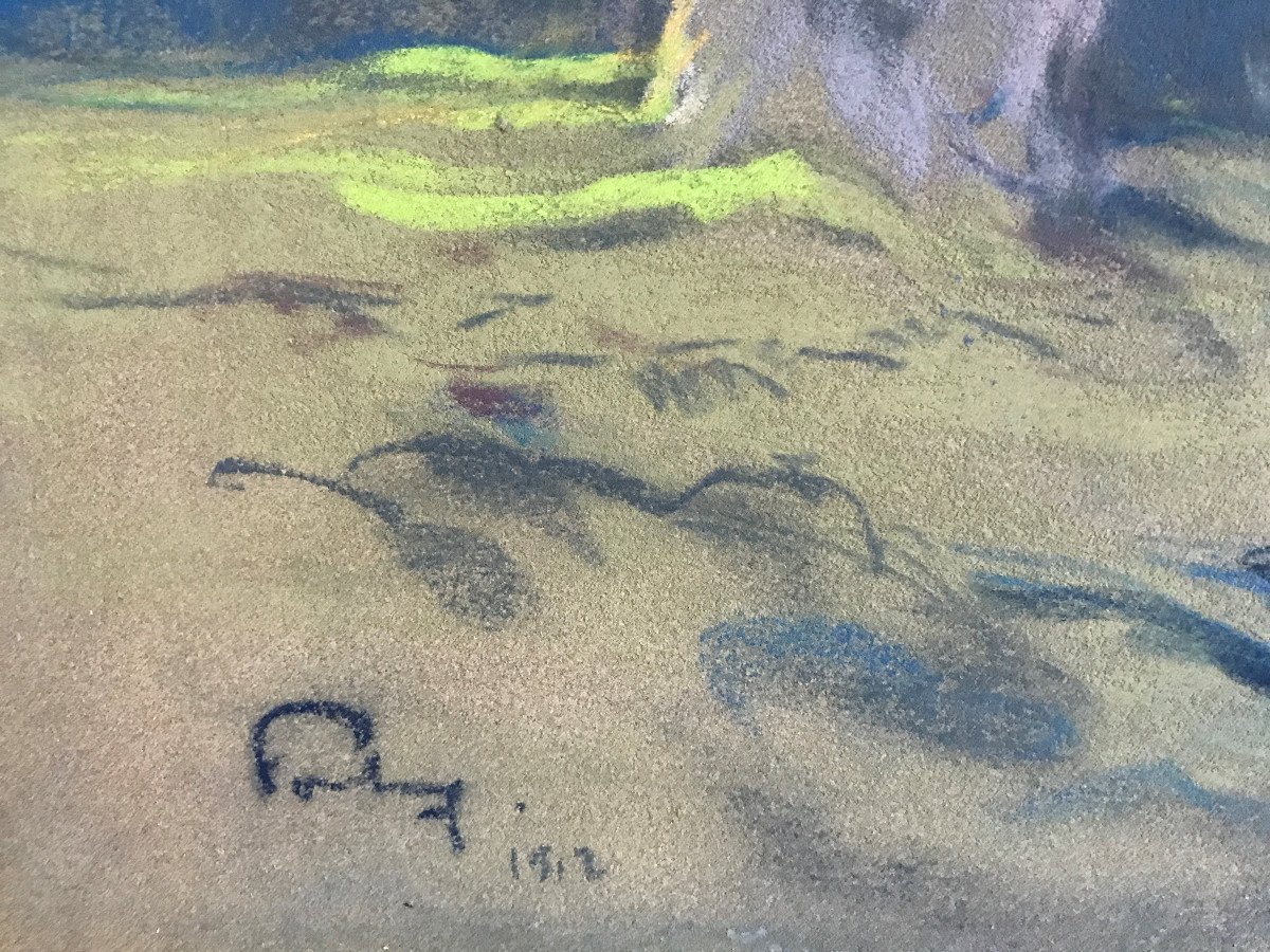 Louis Fortuney : La Barque, Pastel, Dessin-photo-2