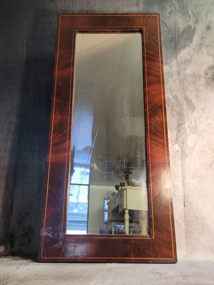 Nineteenth Mahogany Veneer Mirror