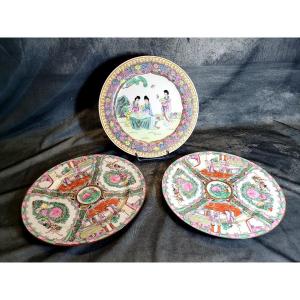 Trio d'Assiettes En Porcelaine De Chine 