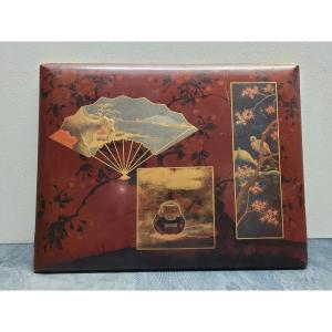 Old Lacquered And Gilded Wood Photo Album