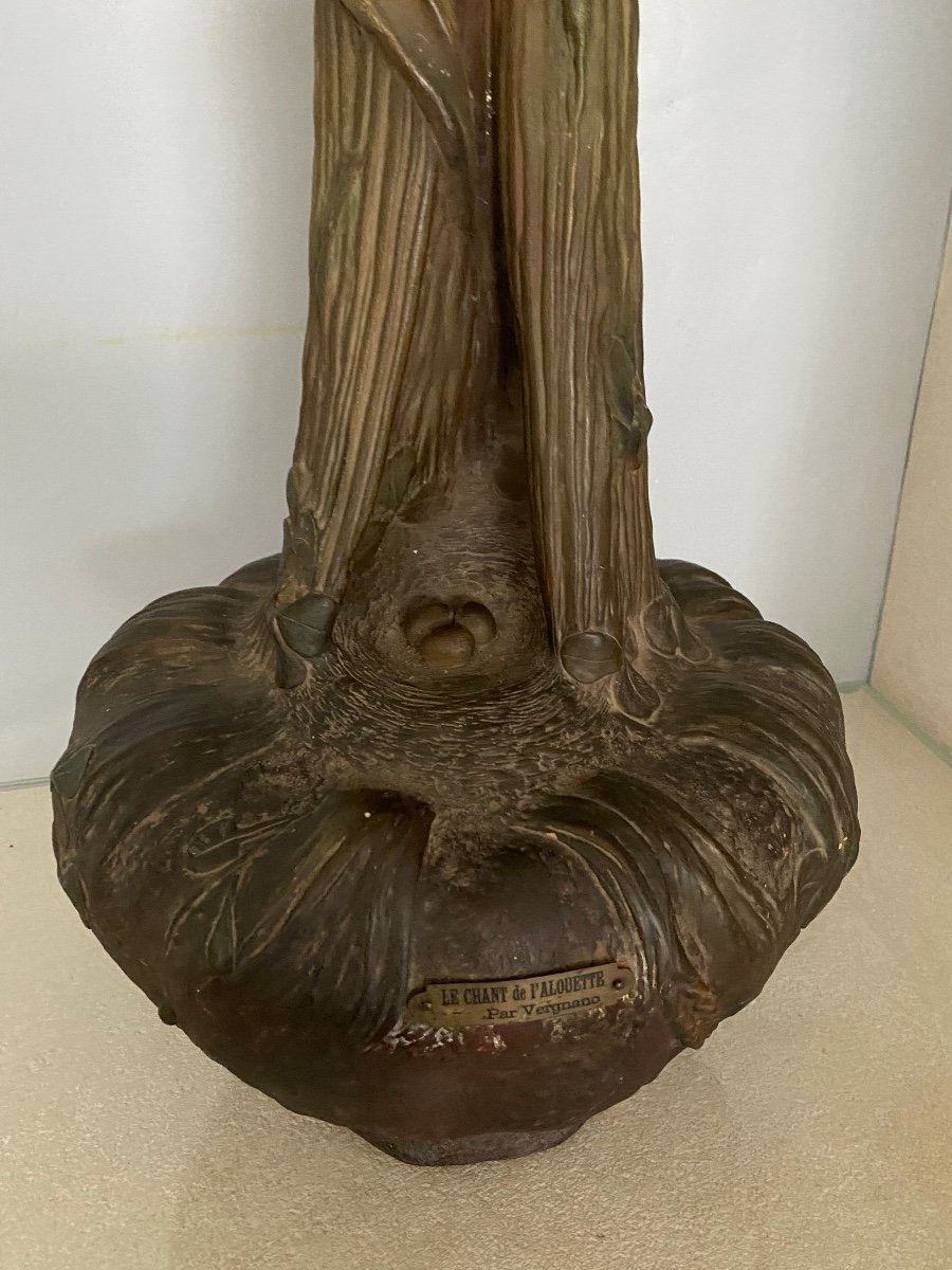 Important Art Nouveau Terracotta Vase-photo-3