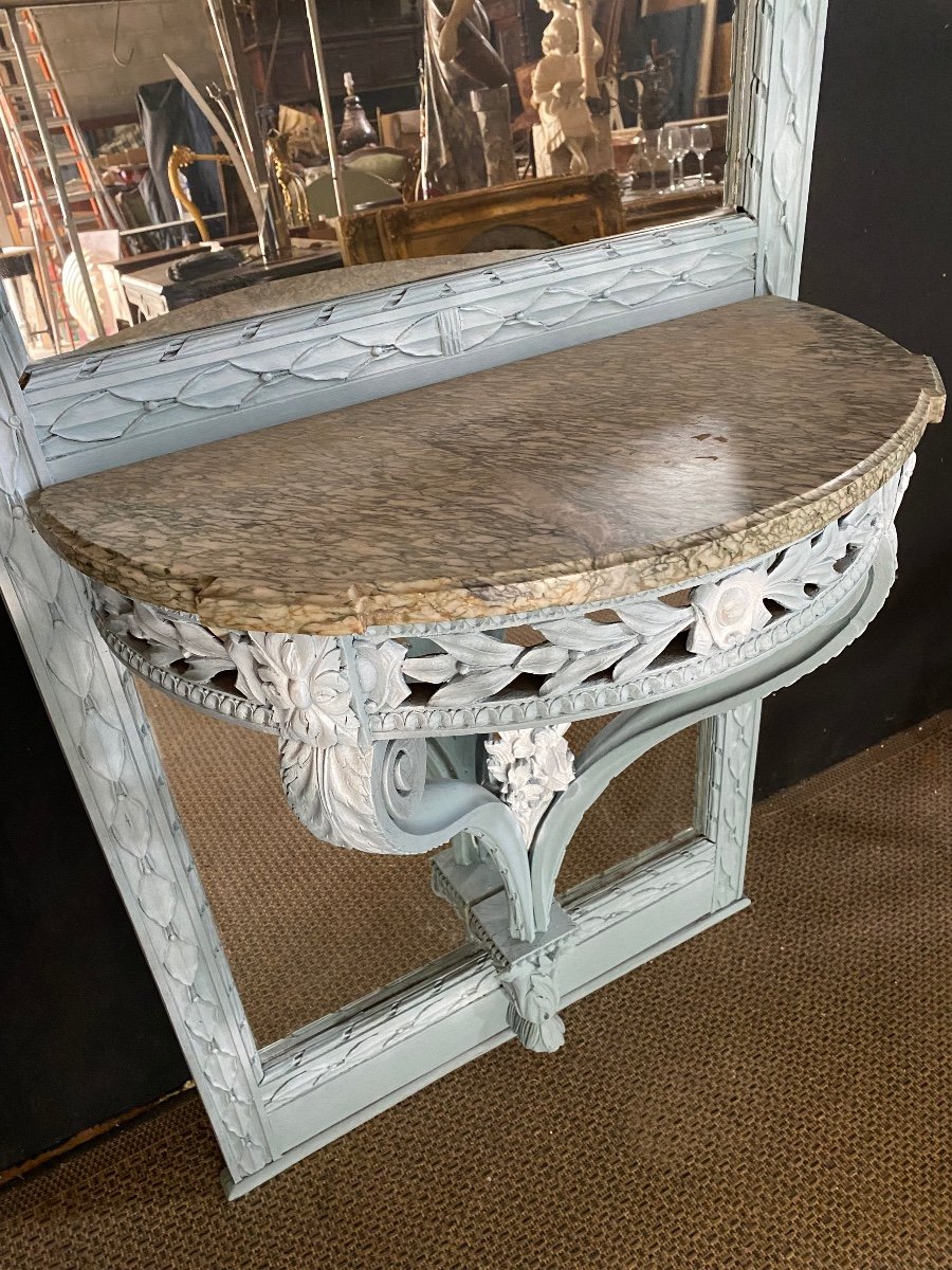 Louis XVI Style Console Mirror Trumeau-photo-2