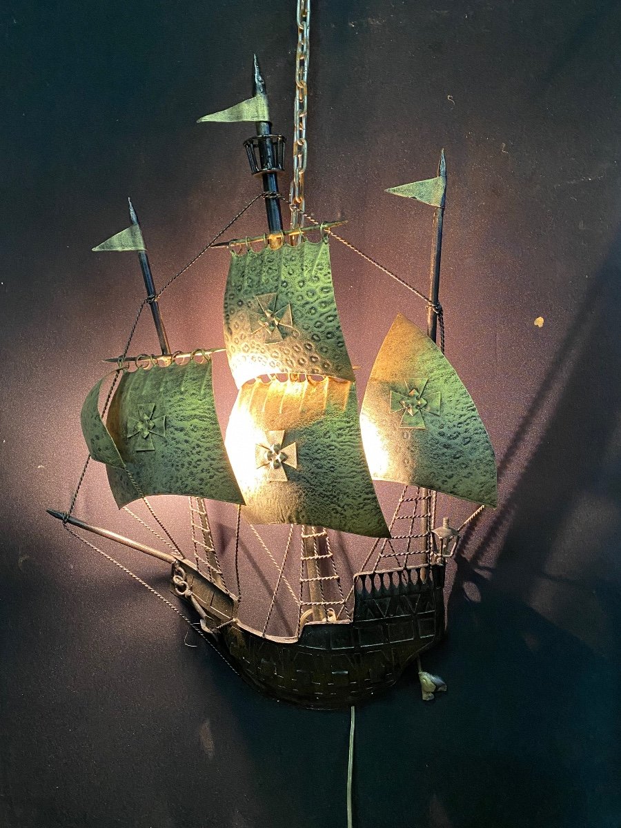 Wall Lamp Forming A Metal Ship-photo-3
