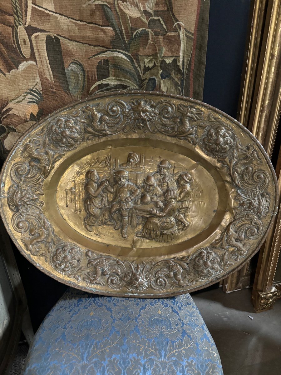 Lot Of 5 Repoussé Copper Dishes From The 19th Century -photo-1