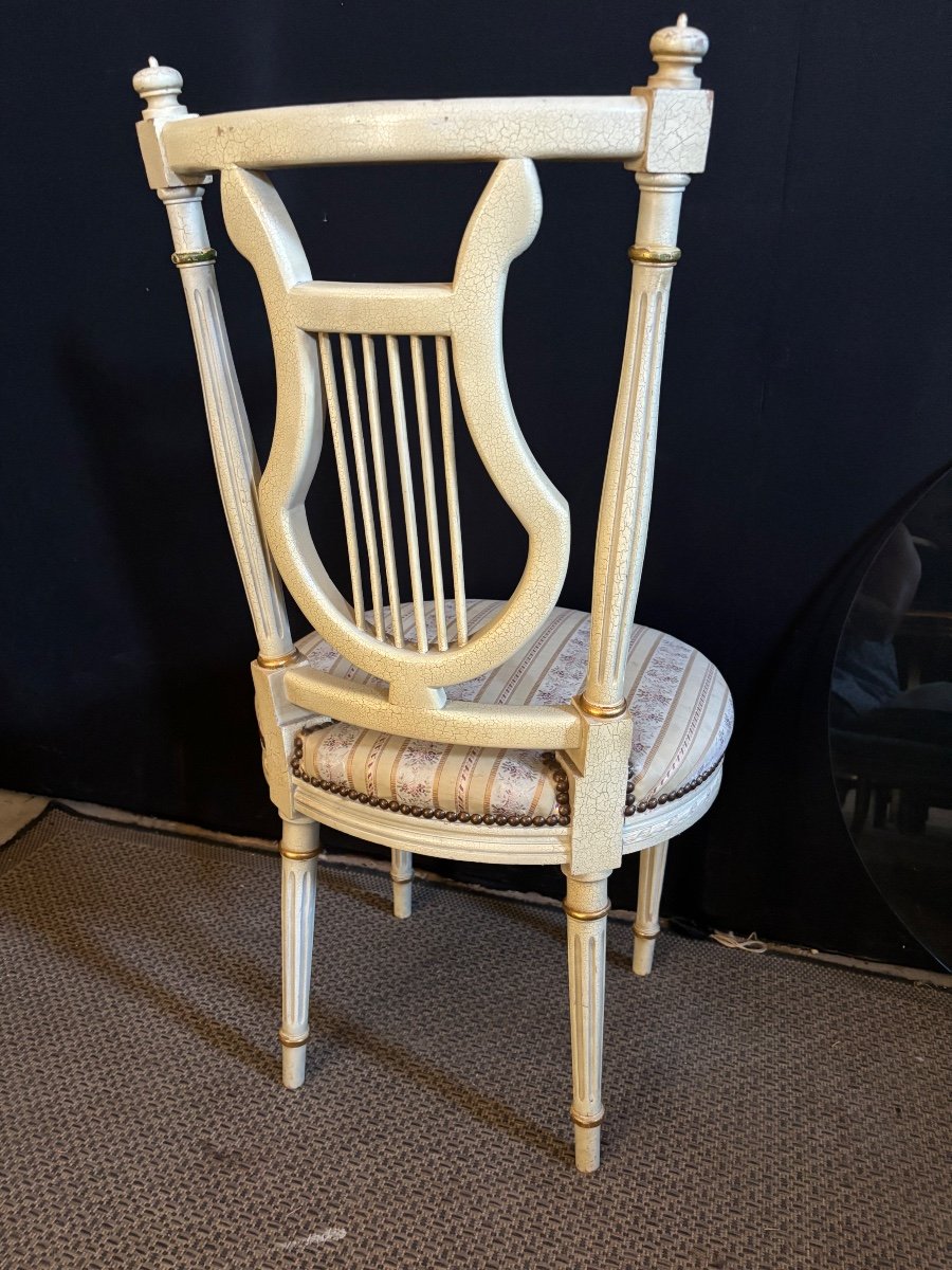 Série De 4 Chaises à Lyres Style Louis XVI-photo-2