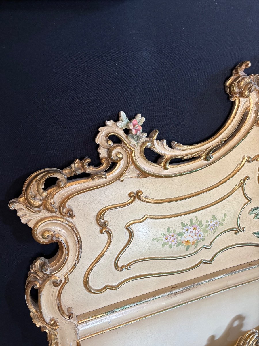 Important Venetian Bed + Bedside Tables Louis XV Baroque Style -photo-2