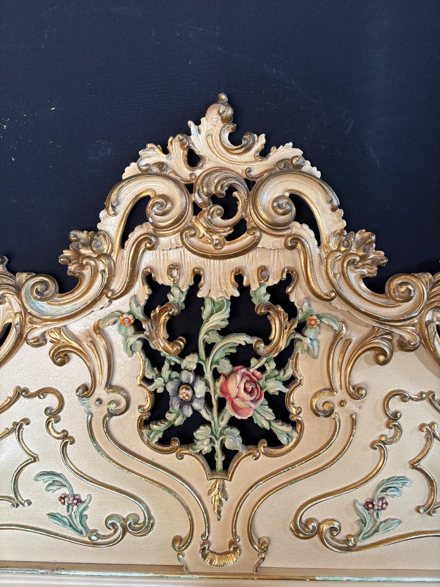Important Venetian Bed + Bedside Tables Louis XV Baroque Style -photo-3