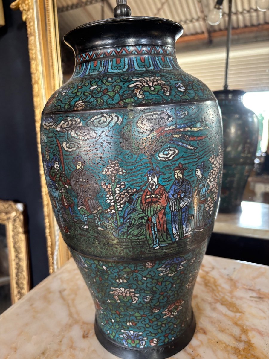 Chinese Cloisonne Bronze Lamp