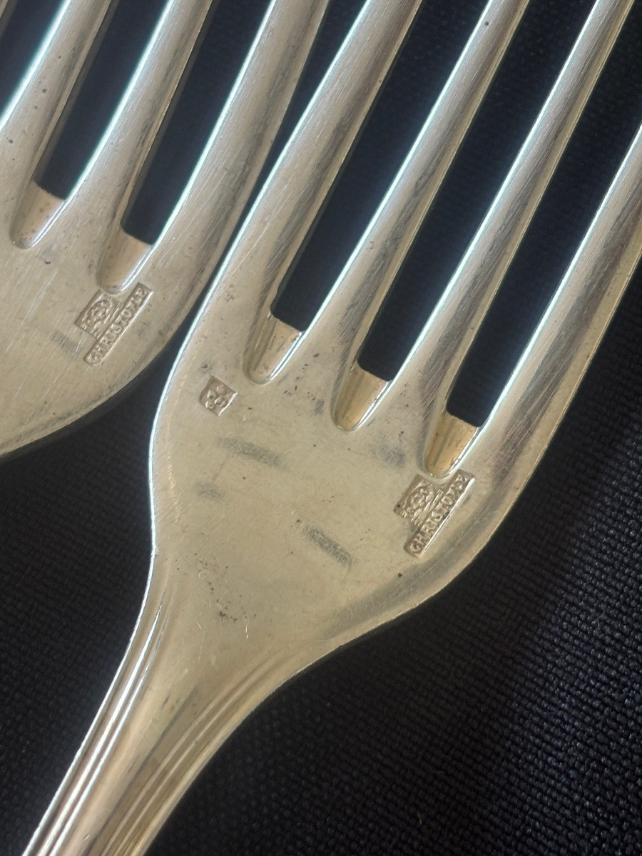 6 Christofle Silver-plated Spatours Forks-photo-3
