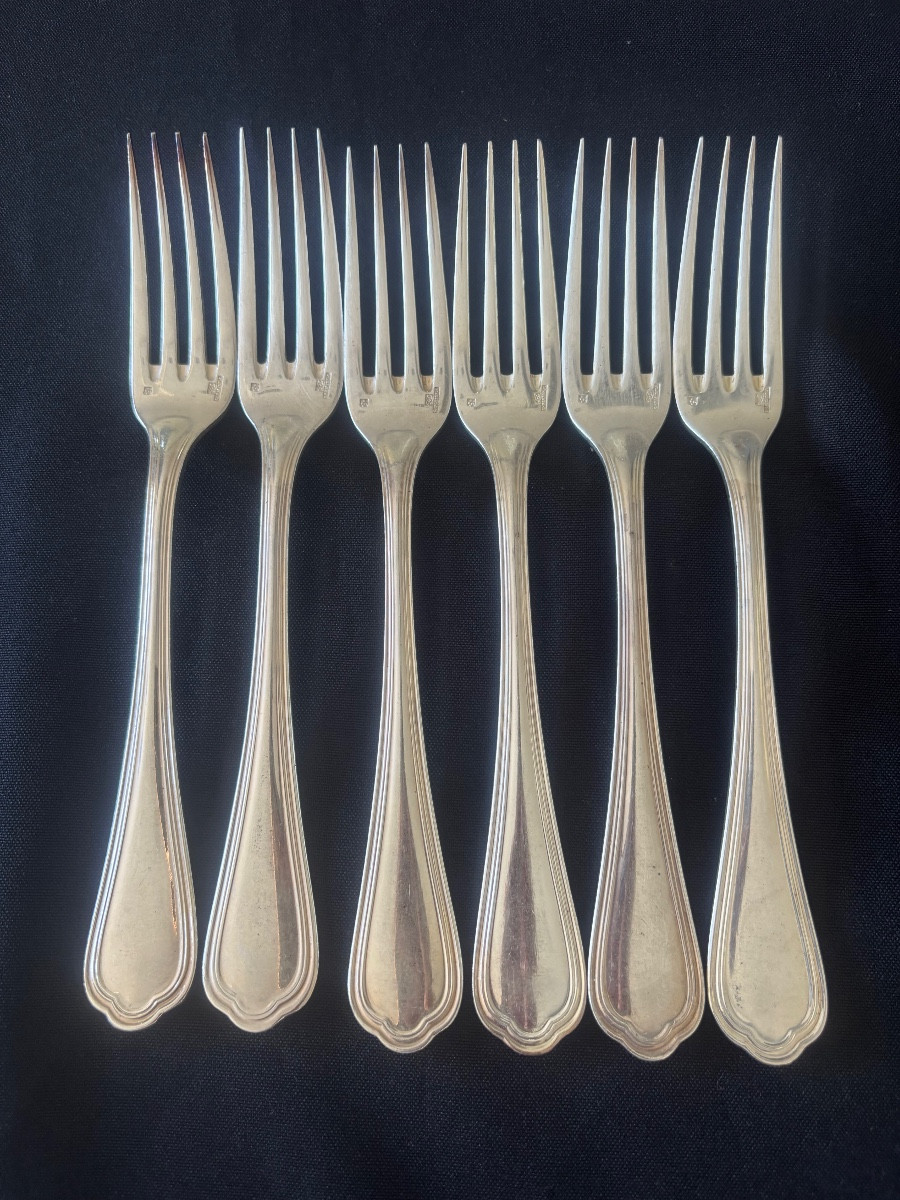 6 Christofle Silver-plated Spatours Forks