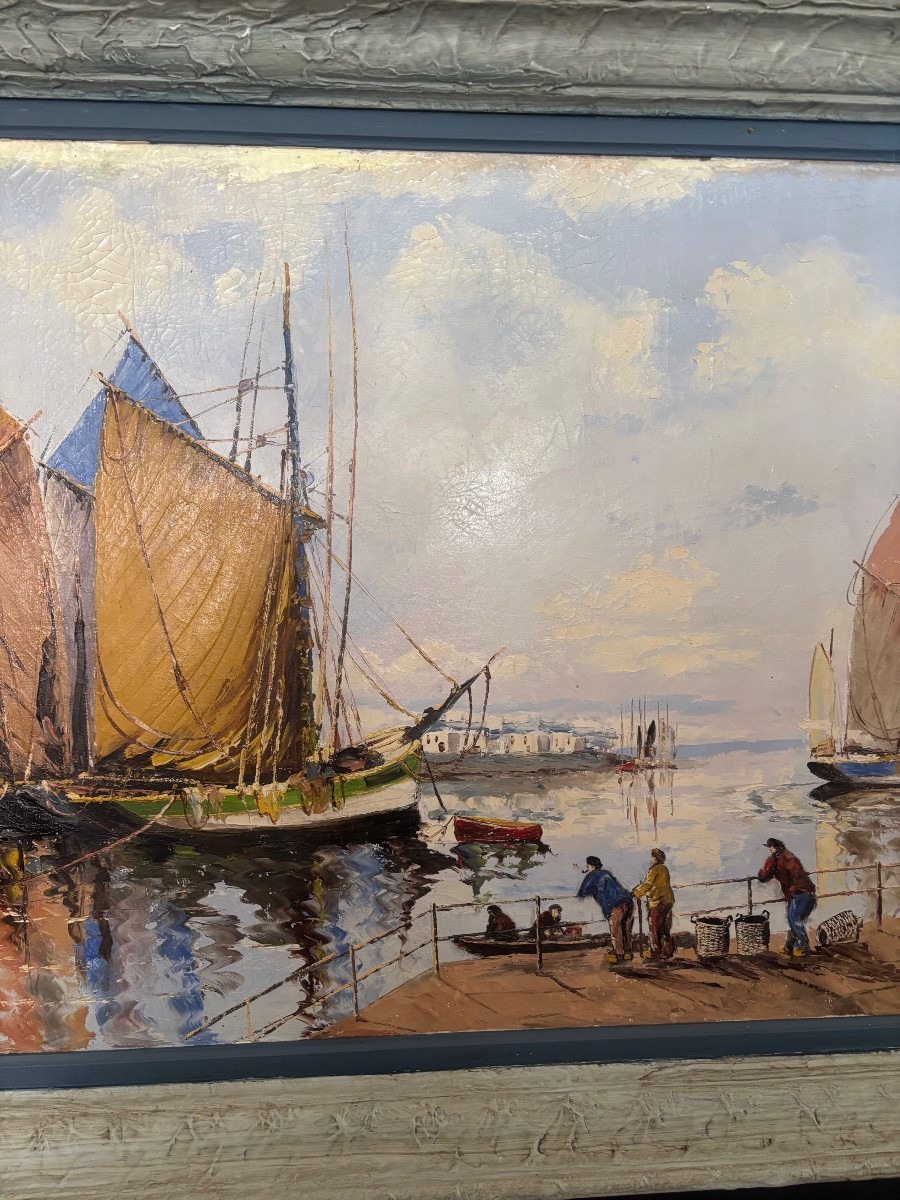 Important Marine Painting By Marcel Catelein, 20th Century -photo-3