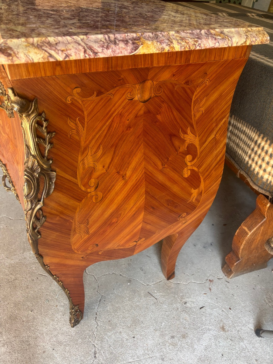 Louis XV Style Chest Of Drawers And Bedside Tables-photo-4