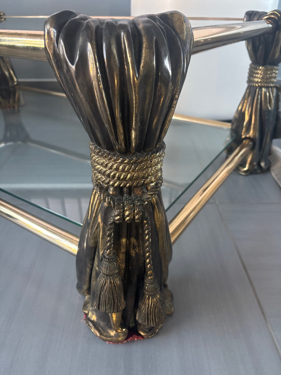 Table basse bronze et laiton année 70-photo-2