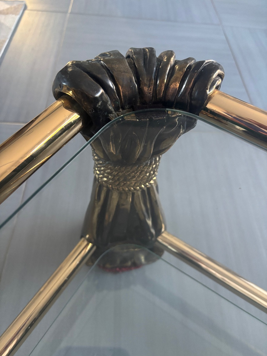 Table basse bronze et laiton année 70-photo-3