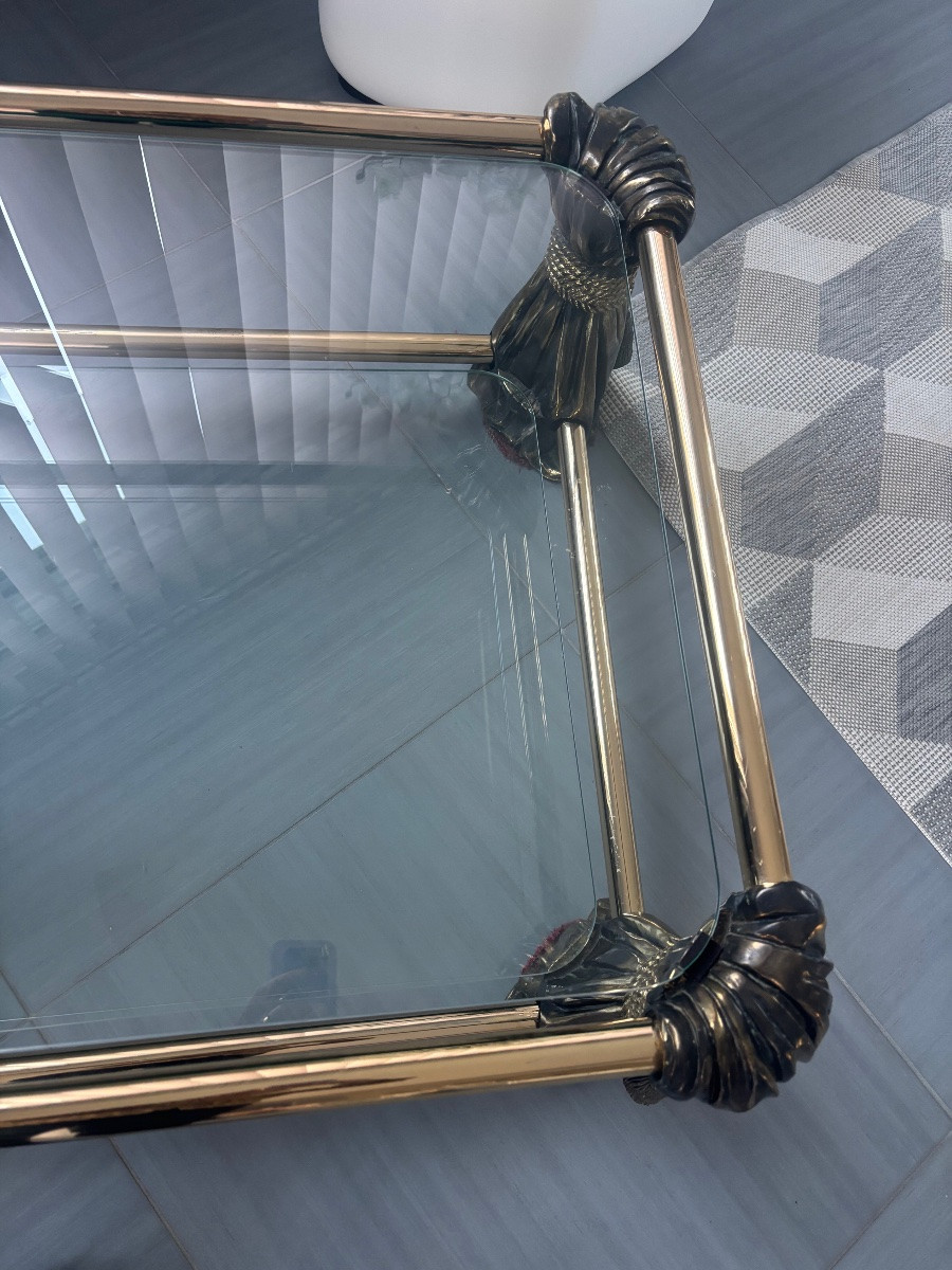 Table basse bronze et laiton année 70-photo-2