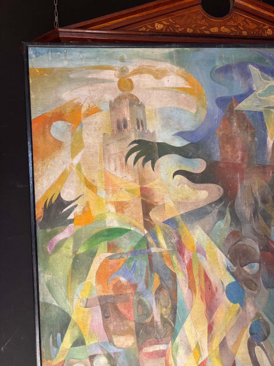 Important Painted Canvas 198x116 Cm-photo-2