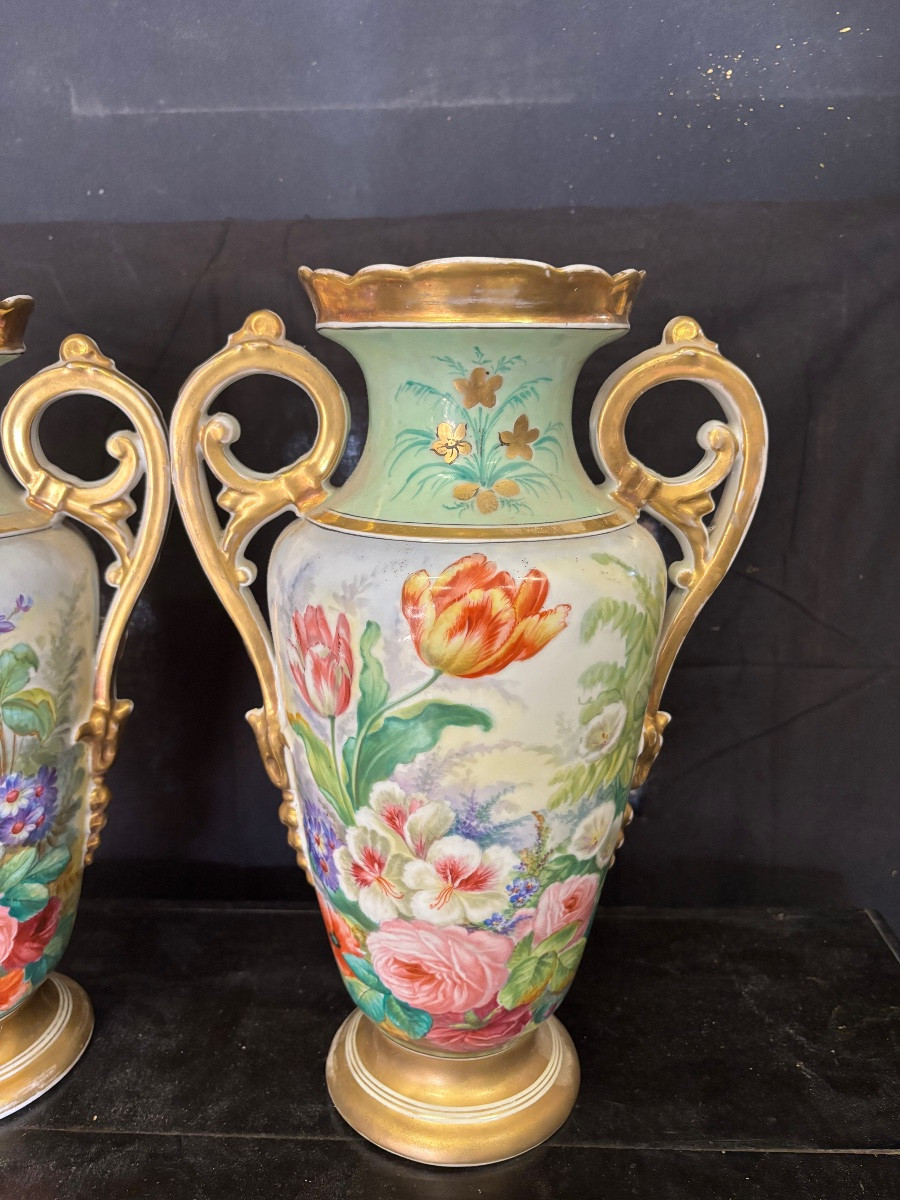 Paire de vases porcelaine Paris -photo-2