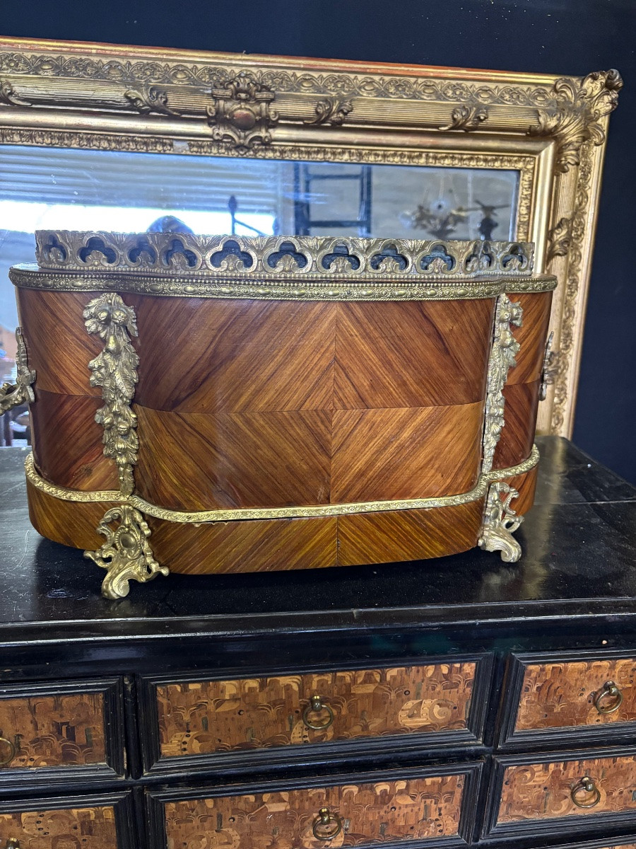 Jardinière marqueterie et bronze de TAHAN-photo-4