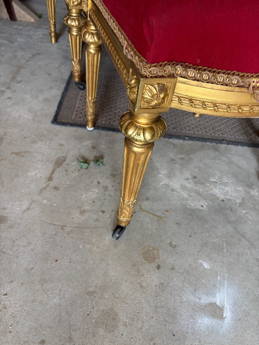 Louis XVI Style Gilded Wood Living Room, Napoleon III-photo-5