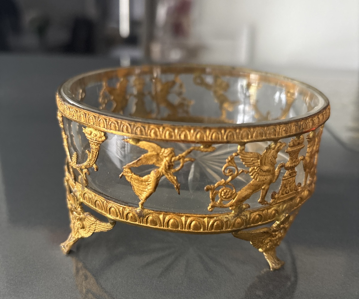 Vide poche cristal métal doré Napoléon 3-photo-3