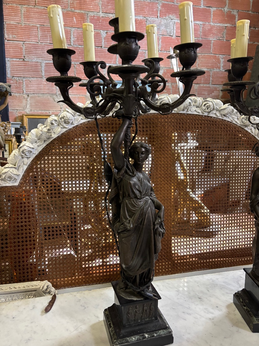 Pair Of Antique-style Women's Candelabras -photo-2