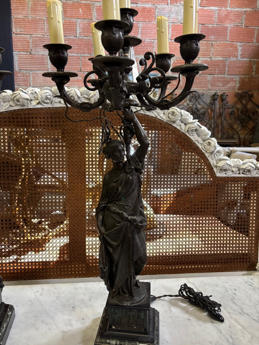 Pair Of Antique-style Women's Candelabras -photo-3