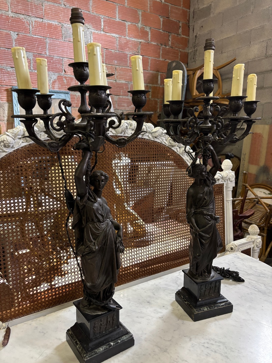 Pair Of Antique-style Women's Candelabras 