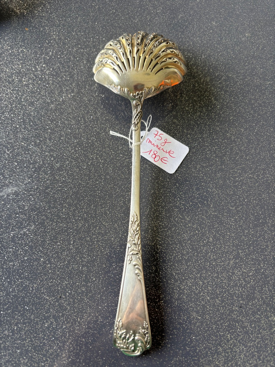 Cuillère saupoudreuse argent massif -photo-2