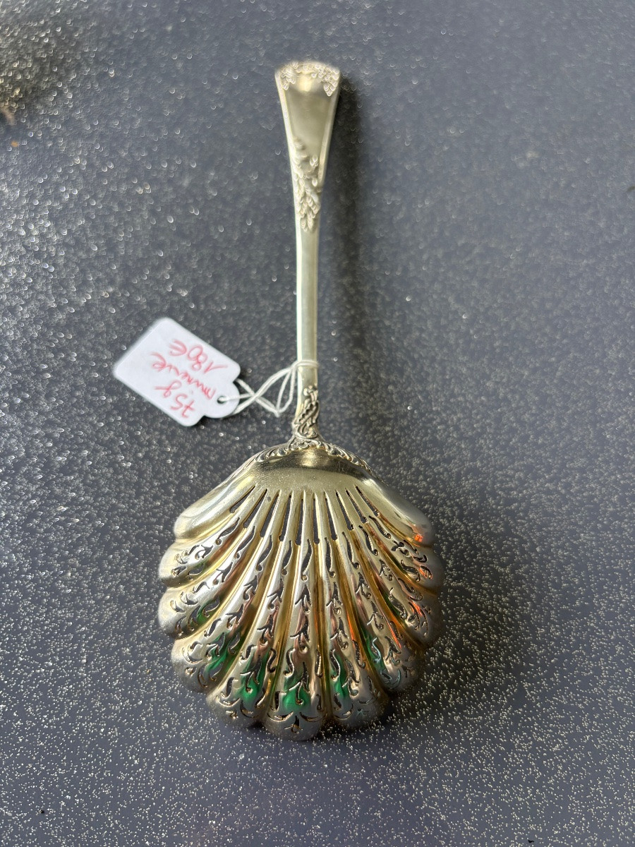 Cuillère saupoudreuse argent massif -photo-3