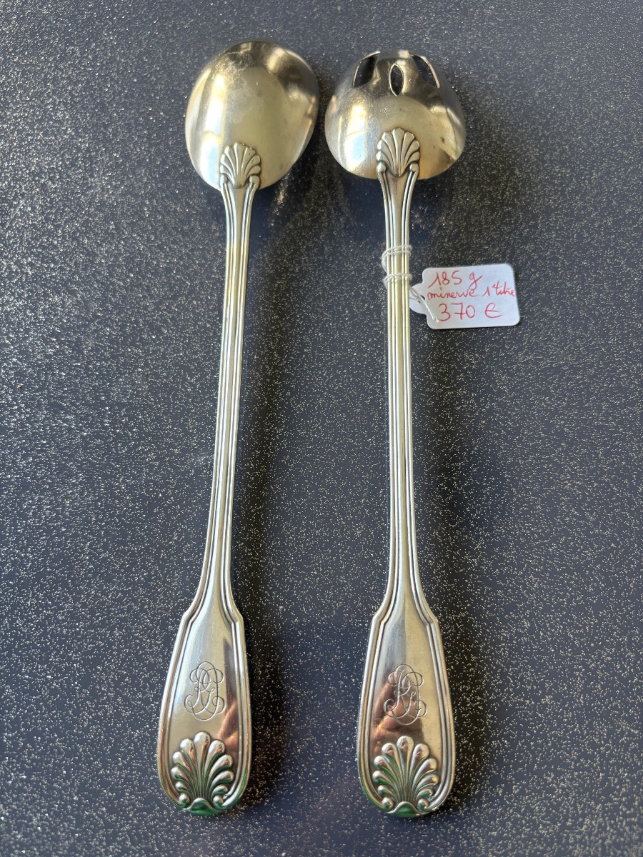 Couvert à salade argent massif -photo-2