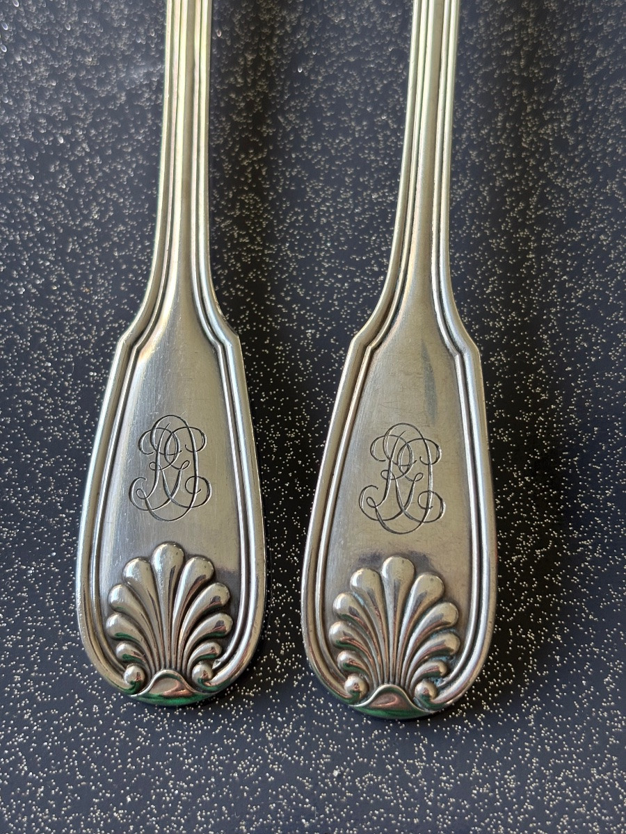 Couvert à salade argent massif -photo-3