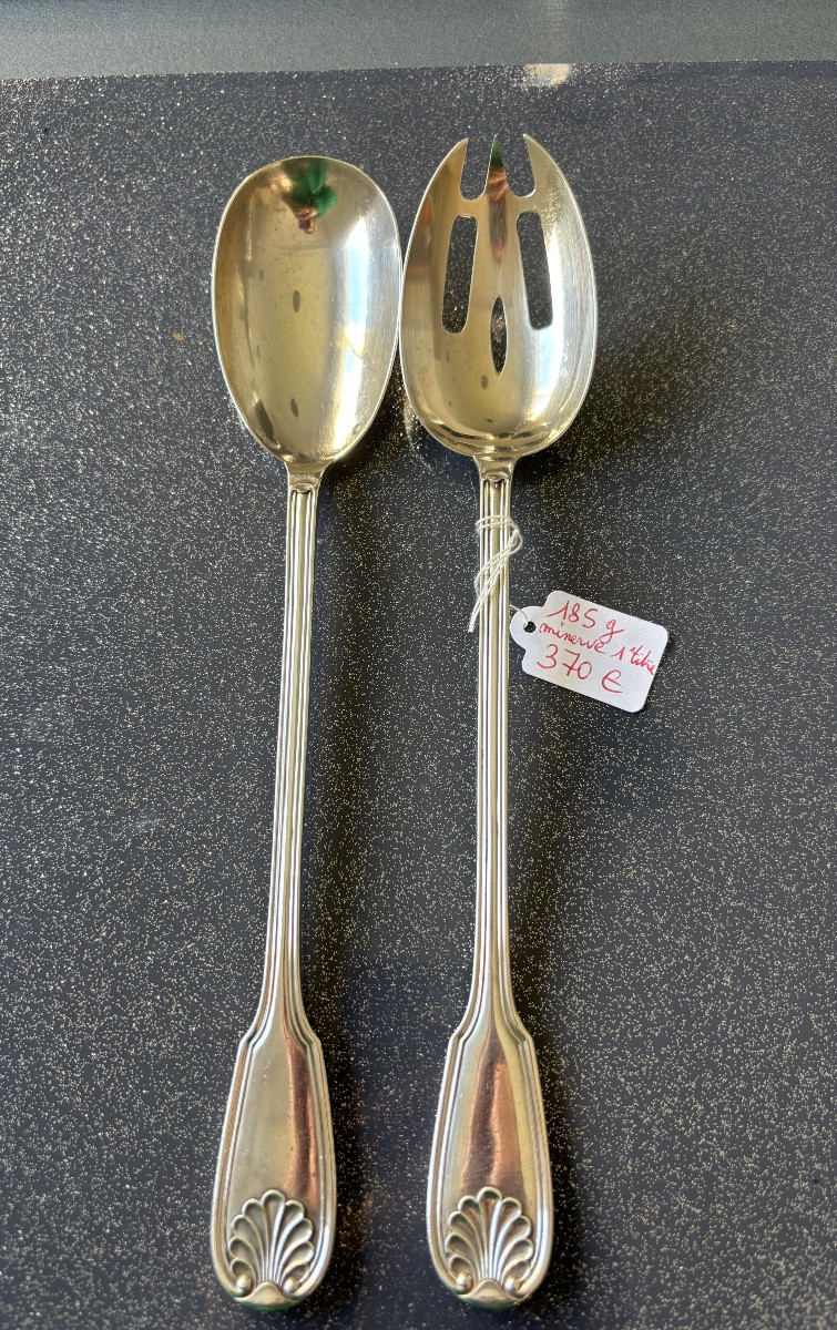 Couvert à salade argent massif 