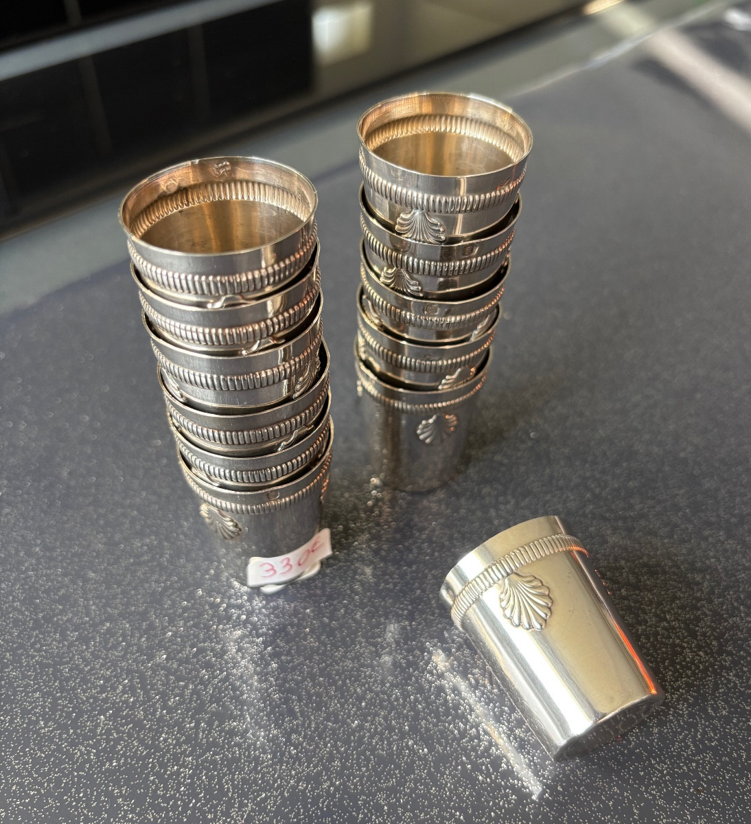 Set Of 12 Small Silver Glasses