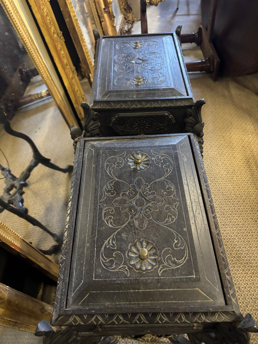 Paire de jardinières époque Napoléon 3 avec plaques en porcelaine -photo-3