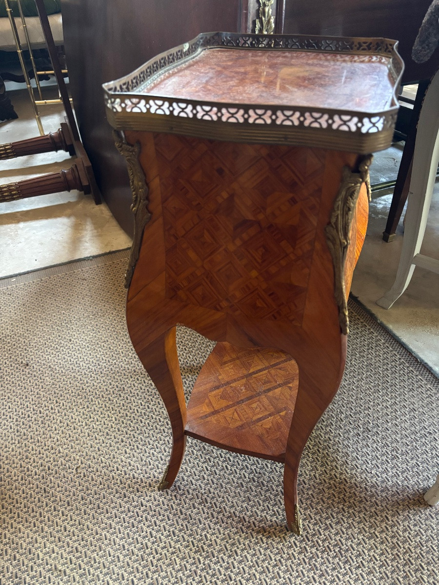 Pair Of Louis XV Style Marquetry Bedside Tables-photo-4