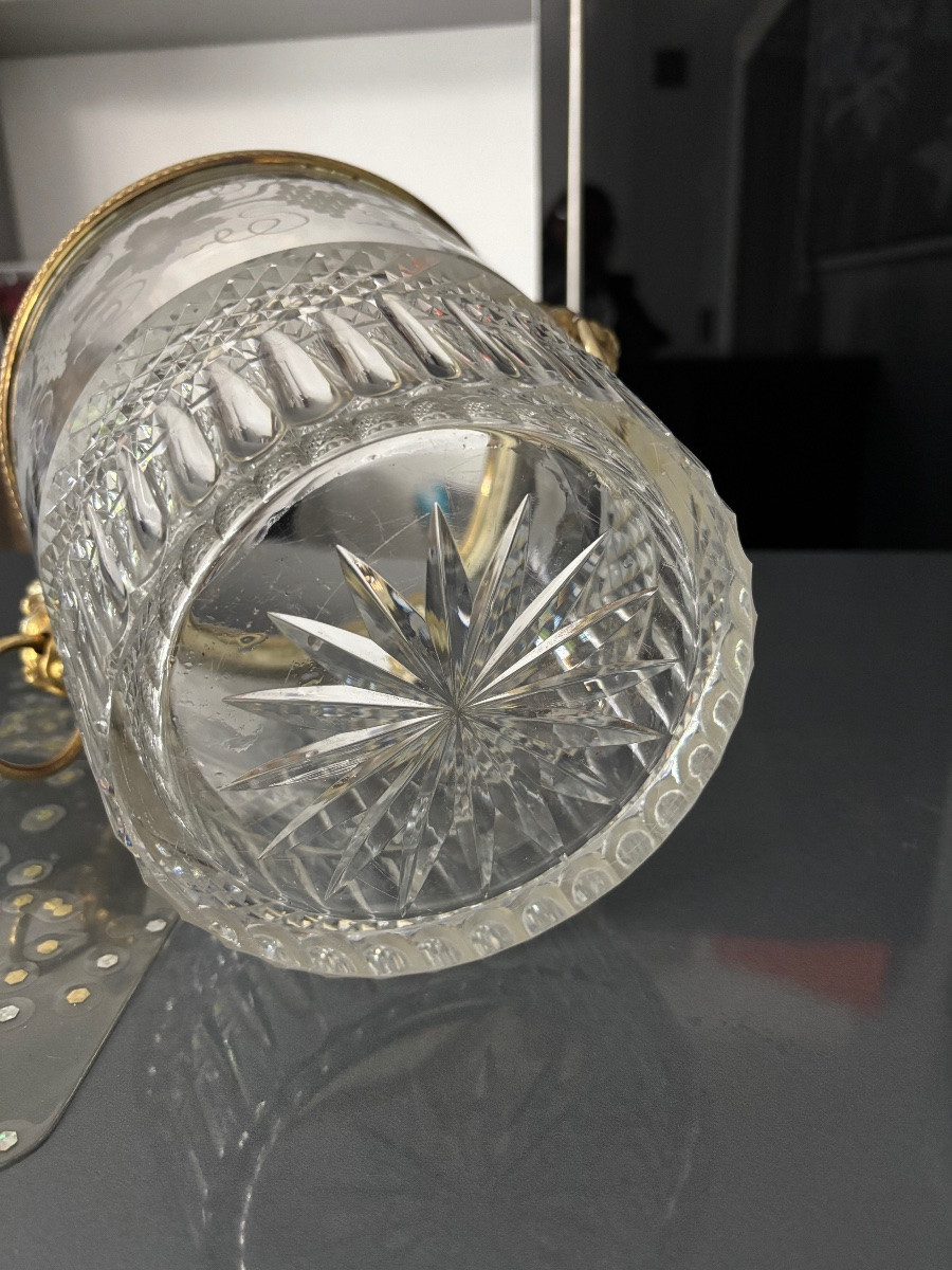Sceau à champagne cristal taillé et bronze -photo-4